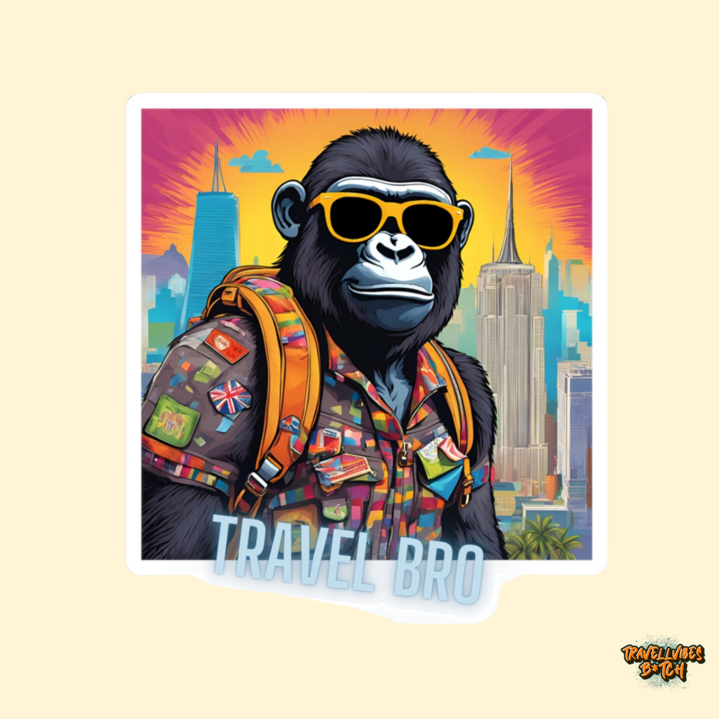 Travel Bro Gorilla Sticker